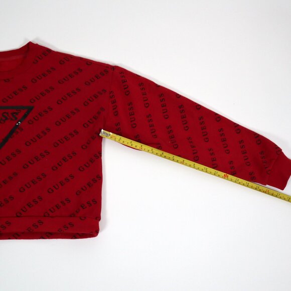 Women's Red Guess Sweatshirt Large Guess Logo Pull String Y2K - Picture 7 of 10